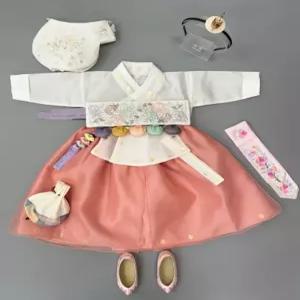 여아한복 전통 아이 산호 아동 여자 아기 고급 돌 백일 명절한복