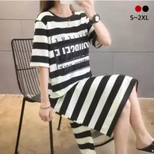 롱원피스 원피스 잠옷 홈웨어 빅사이즈 반팔 라운드넥  44656213)