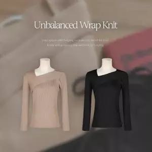 핫핑 [하객룩/여리슬림핏] 베스틴 골지 언발사선 랩 긴팔니트티