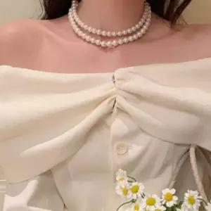 고퀄리티   셀프 목걸이 파티 진주 여성 심플 초커 8mm 데일리 진주알 웨딩 구슬 쇄골 패션