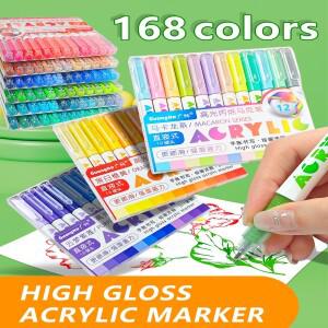 12 색 아크릴 페인트 펜 마커 브러시 팁 바위 그림 나무 캔버스 스톤 크리스마스 수집 DIY 공예