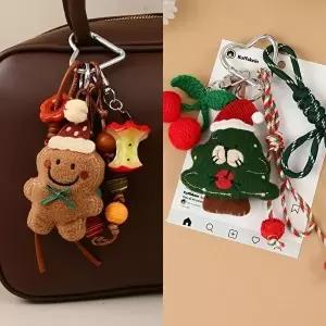 [셀러허브 패션]크리스마스 트리 진저 쿠키 뽀글이 고리 키링
