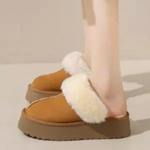 230 250 스웨이드 통굽 겨울 털슬리퍼 사무실슬리퍼 굽높은슬리퍼 방한슬리퍼 털안감 겨울슬리퍼