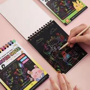 미술 스크래치 놀이 노트 긁는 스크래치북 페이퍼북 페이퍼 스크레치 드로잉 그림판 무지개
