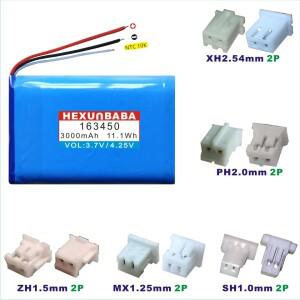 163450 스마트 스피커 MP3 헤드폰 T120 용 배터리 803450-2P 3.7V 3000mAh XH2.54 PH2.0 ZH1.5 MX1.25 SH1.