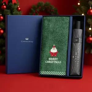 [하프클럽/]송월 크리스마스 답례품 선물세트(파티세면타올1 CM3단폰지우산1