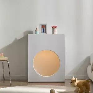 히트가구 C1386 원형 화장대 LED조명 세트 2colors