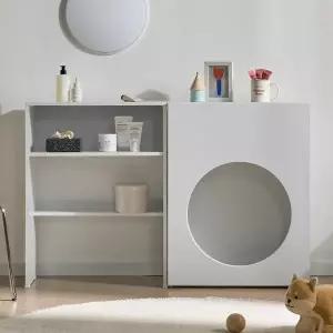히트가구 C1382 원형 오픈 수납 화장대 세트 1200 2colors