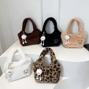 눈송이 키링 퍼 미니 토트백 가방 겨울 방한 털 숄더