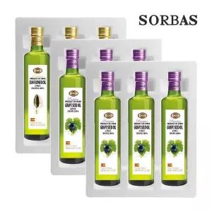 소르바스 스티로폼포장 포도씨유 500ml 6병 해바라기유 500ml 3병