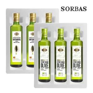 소르바스 스티로폼포장 유기농올리브오일 500ml 3병 해바라기유 500ml 3병