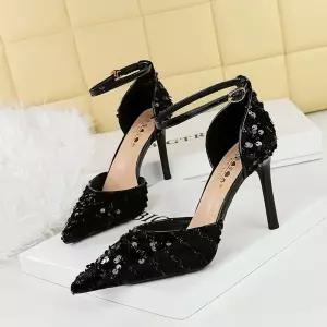 스파이더맨 여자 웨지힐 샌들 패션 글리터 하이힐 스틸레토 힐 스트랩 OPH5