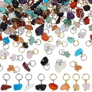 COG차저 150PCS 30 스타일 혼합 보석 너겟 참 스톤 참 크리스탈 펜던트 벌크, 304 스테인리스 스틸 점프 링 목걸이 귀걸이 주얼리 제작