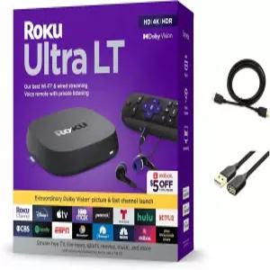 Roku 울트라 LT 스트리밍 장치 4K /HDR /Dolby Vision /듀얼 밴드 Wi-Fi(로쿠 음성 리모컨 및 HDMI 케이블
