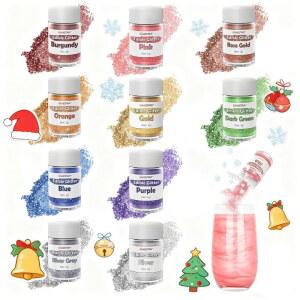 10가지 색상 부활절 장식 광택 쉬머 글리터 사탕, 식용, 컵케이크, 파우더 딸기, 등급 식품 먼지 음료, 식용 달걀, 베이킹, 쿠키용 먼지,