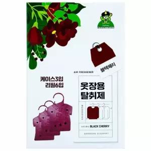 산도개비 옷장용 탈취제 블랙체리 4ml x 6개입(케이스 3개 리필 6개)
