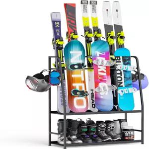 차고용 루르고 스키 랙 스노보드 부츠 폴 고글 헬멧 등 프리스탠딩 차고 지하실용 헤비 듀티 스틸 바닥