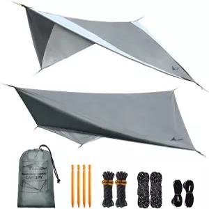 트래블 버드 해먹 레인 플라이 도어 11 x 9 피트 방수 타프 경량 및 자외선 차단 캠핑 배낭 여행용