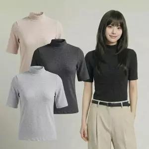 [하프클럽/셀러허브_여성트랜드패션]여성 기모 5부 반폴라 티셔츠 겨울 보