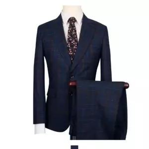 [하프클럽/]네이비브라운체크 남자세미정장