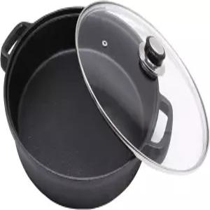 강화 유리 뚜껑 오펙스칼 주철 프라이팬 주방 및 캠프용 12인치 이중 손잡이 딥