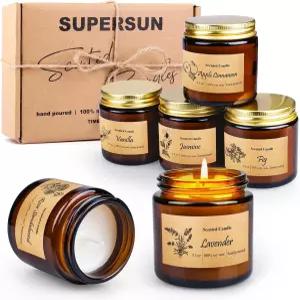 가정용 향초 6팩 여성용 아로마테라피 병 캔들 선물 세트 오래 지속되는 번 소이 왁스 생일 부활절 어머니