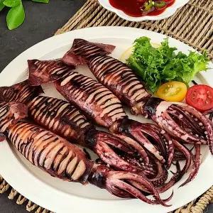 녹진내장 통찜용 오징어 채낚기 생물 급냉 4∼5미(600g)