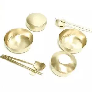 방짜유기수저세트 수제연엽원앙세트 전통유기세트 수제 12개입 (WFKDI0W)