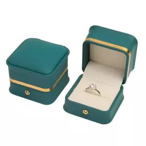 조명 반지 결혼 프로포즈 기념일 보석 주얼리 종이 함 하드케이스 청록 골드라인