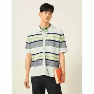 [빈폴] 멀티 스트라이프 셔츠형 카디건 - 라이트 그린 (BC555AC61L)