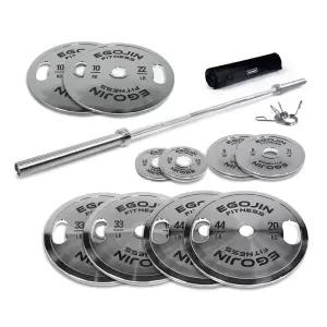 이고진 클럽용 크롬 바벨 중량 원판 121kg 세트 웨이트 역기 헬스