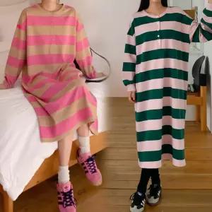 면 100% 스냅 단추 수유복 롱 원피스 번튼 긴팔 수유원피스 봄 가을 CH212