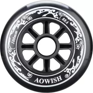 AOWISH 100mm 스피드 인라인 스케이트 휠 롤러 블레이드 88A 야외 스케이팅 신발 교체 블랙 3종 세트