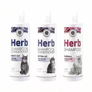 펫퍼스 허브 캣 샴푸 린스 300ml 미용 피부 보습 애완동물 자연 화장품 고양이 관리