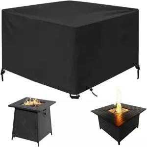 SUNSURE 사각 화재 구덩이 커버 45x45x25 인치 야외 파티오 방수 모든 내후성 헤비 듀티 테이블