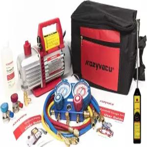 코지바쿠 오토 AC 수리 완료 도구 키트 1단계 3.5 CFM 진공 펌프 HVAC 매니폴드 게이지 세트 호스 및