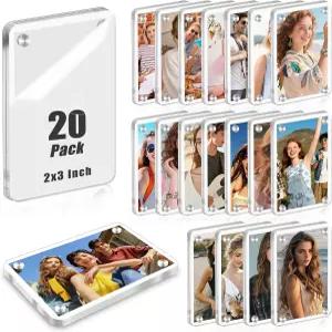 폴라로이드용 아크릴 냉장고 마그네틱 프레임 20팩 후지필름 인스탁스 미니용 2.36x3.54인치 미니 액자