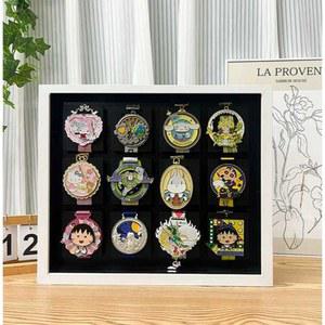 메달 보관함 액자 나무 수집 메달걸이 포장 소나무 라운드 3x4 수공예품 카드 뱃지