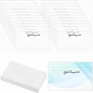 핀이 있는 100개의 이름표 홀더 삽입 카드가 회의 세미나 쇼 이벤트를 위한 슬리브에 플라스틱 3.5 X