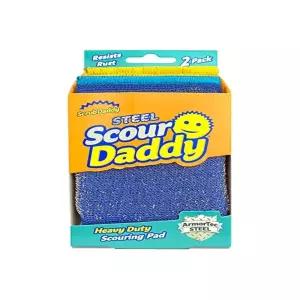 Scrub Daddy 스틸 수세미 패드 - Scour Daddy Steel - 접시 냄비 팬 및 그릴용 스테인리스 스틸 수세미