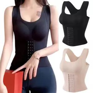 여성 2색 4단 코르셋 뽕패드탈부착 올인원 브레지어브라 나시 여자보정 브래 왕뽕 브라