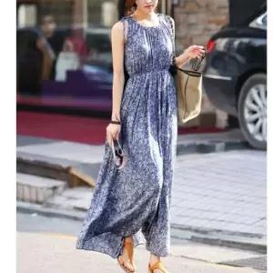 여자 패턴 나시 롱원피스 1컬러쉬폰 시폰 캐주얼 캐쥬얼 패션 여성 디자인 쉬폰