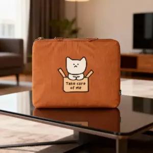 랩탑 파우치 가벼운 노트북 가방 귀여운 브라운 13인치