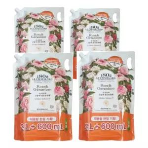 애경 르샤트라보타닉 2L+600 리필 4묶음옷린스 섬유 유연제 꽃향기 고급 세제 업소용