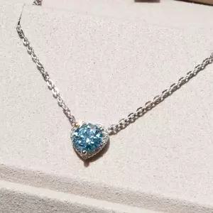3부 5부 블루 랩 다이아 하트 헤일로 목걸이 결혼 기념일 생일 예물 여자 친구 선물