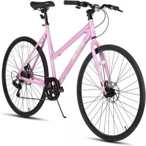 HILAND 700C 로드 하이브리드 자전거 남성용 디스크 브레이크가 장착된 7단 어반 시티 통근 편안한