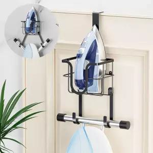 웨이아시 다림질 보드 걸이 도어 홀더 또는 벽걸이 세탁실 및 수납 바구니 탈착식 TY 후크 포함