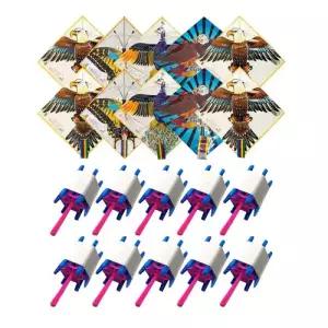 독수리/공작새/나비 가오리연(랜덤) 10개입+얼레 (소) 10개입 세트/연/연날리기/체육/준비물