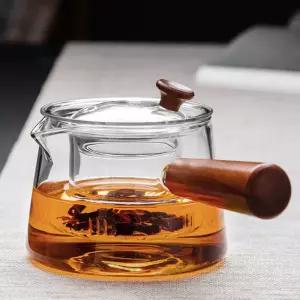 우드손잡이 내열 유리 차포트 티팟 티폿 우림 450ml 포트 우리기 찻주전자 우림폿 숙우 다도