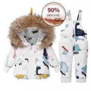 아동용 유아 스키복 패딩 세트 아기 멜빵 점프수트